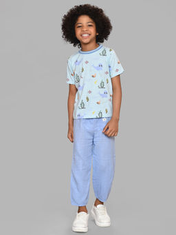 Mi Arcus - Printed Cotton Half Sleeves T-Shirt with Solid Pyjama for Kids (Set of 2)