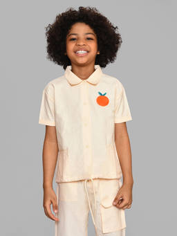 Mi Arcus - Cream Solid Half Sleeves Shirt for Kids