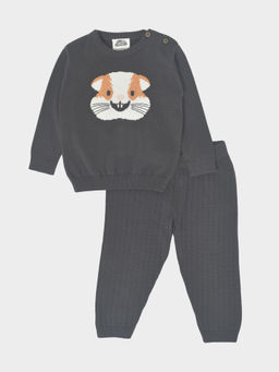 Mi Arcus - Cotton Knitted Grey Sweatshirt and Pyjama for Kids (Set of 2)