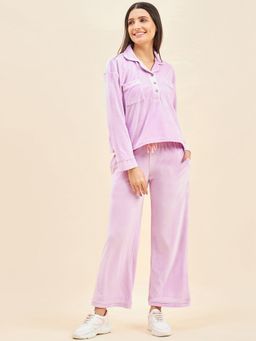 Sweet Dreams - Women Solid Full Sleeves T-Shirt and Pyjama ( Set of 2)