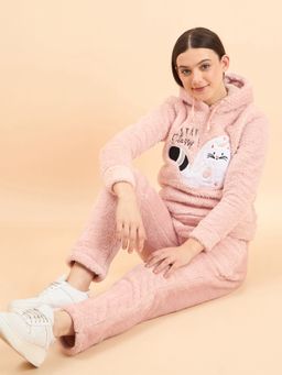 Sweet Dreams - Women Printed Sweatshirt and Pyjama ( Set of 2)