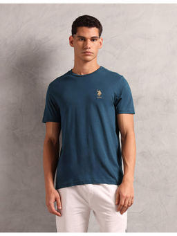 U.S. POLO ASSN. - Men Teal Pure Cotton Comfort Fit I633 Lounge T-shirt