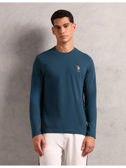 U.S. POLO ASSN. - Men Teal Comfort Fit Solid I693 Lounge T-shirt