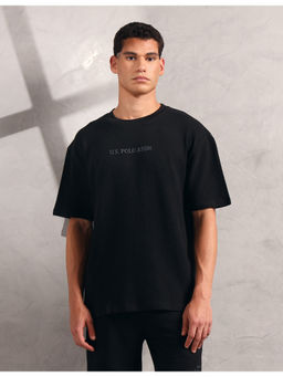 U.S. POLO ASSN. - Men Black Pure Cotton Oversized Fit PE004 Lounge T-shirt