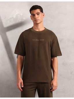 U.S. POLO ASSN. - Men Brown Pure Cotton Oversized Fit PE004 Lounge T-shirt