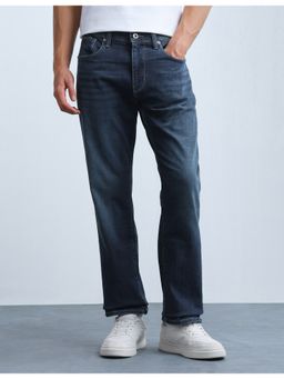 Flying Machine - Men F-Jango Straight Fit Whiskered Blue Jeans