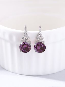 Ornate Jewels - 925 Silver Round Purple Amethyst Stud Earring for Women and Girls