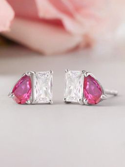 Ornate Jewels - Toi Et Moi 925 Silver Blue Sapphire Stud Earring for Women & Girls (Free Size)