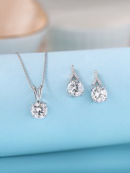 Ornate Jewels - 925 Silver American Diamond Necklace With Earring Jewellery Set for Women & Girls (One Size)