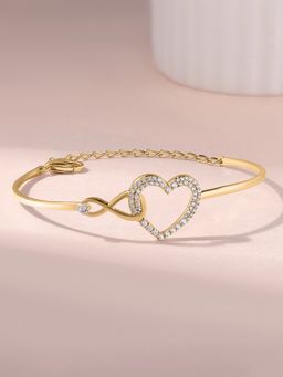 Ornate Jewels - 925 Silver 18K Gold Plated American Diamond Infinity Love Bangle for Women & Girls