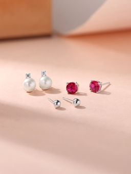 Ornate Jewels - 925 Silver Multi Stone Earrings Combo Jewellery Set for Women & Girls