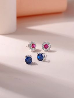 Ornate Jewels - 925 Silver Multi Stone Earrings Combo Jewellery Set for Women & Girls