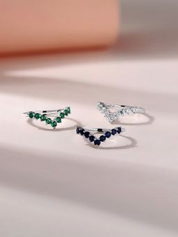 Ornate Jewels - 925 Silver Multi Stone Chevron Adjustable Rings Combo Jewellery Set for Women & Girls