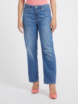 Guess - Women Blue Washed High-Rise Ankle Length Jeans