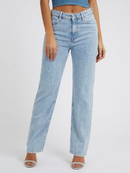 Guess - Women Light Blue Washed Mid-Rise Full Length Jeans