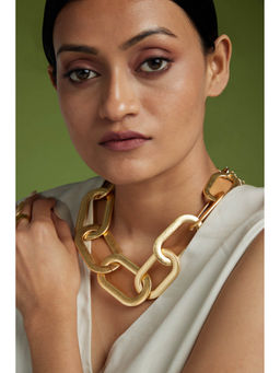 AMOSSH - Gold Brass 18K Gold Plated Necklace