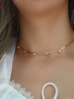 AMOSSH - White Steel 18K Gold Plated Necklace