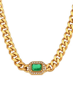 AMOSSH - Green Steel 18K Gold Plated Necklace