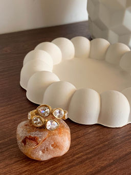 AMOSSH - White Steel 18K Gold Plated Ring (7)