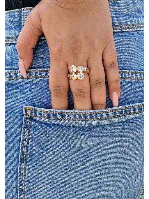 AMOSSH White Steel 18K Gold Plated Ring (7)