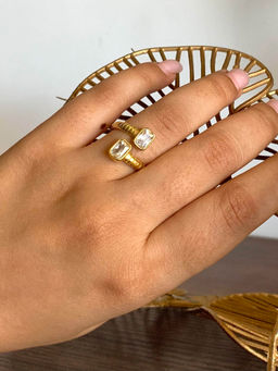 AMOSSH - White Steel 18K Gold Plated Ring (7)