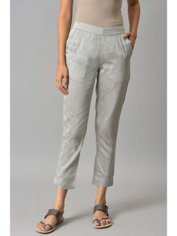 Elleven - Grey Yarn-dyed Gathered Trouser Pants