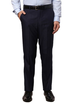 Park Avenue - Slim Fit Textured Navy Blue Formal Trouser