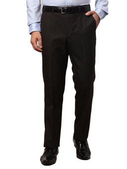 Park Avenue - Slim Fit Solid Brown Formal Trouser