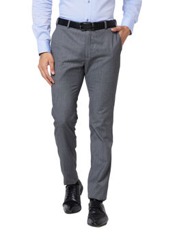 Raymond - Slim Fit Solid Grey Formal Trouser