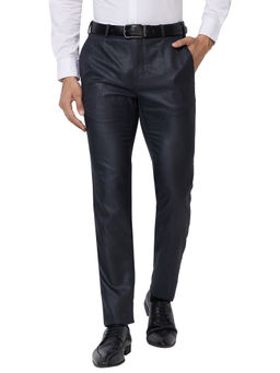Raymond - Slim Fit Solid Navy Blue Formal Trouser
