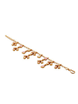 Dhwani Bansal - Etesia Bracelet In 22K Gold Plated Brass With Light Pink And White Enamel