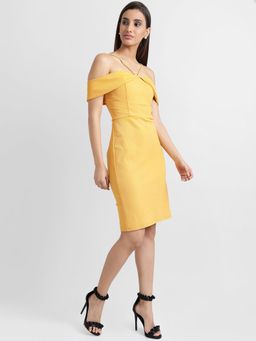 Kazo - Fringe Tape Overlay Knee Length Dress