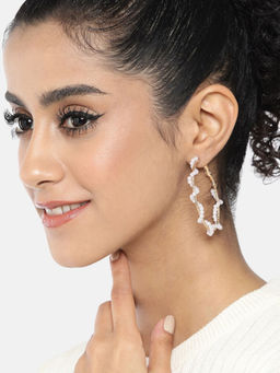 Carlton London - Gold Plated & Pearl Circular Hoop Earring