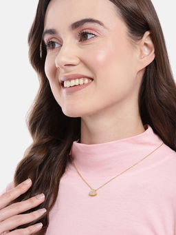 Carlton London - 18Kt Gold Plated Cz Studded Heart Necklace for Women