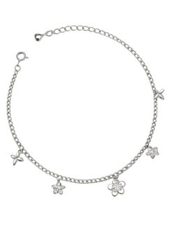 Axora Life - Women 925 Sterling Silver Star and Flower Charms Anklets