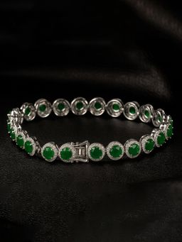 Axora Life - Women 925 Sterling Silver Green Bezel-Set Zircon Bracelet