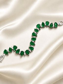 Axora Life - Women 925 Sterling Silver Green Triangle-Cut Zircon Bracelet