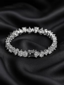 Axora Life - Women 925 Sterling Silver White Triangle-Cut Zircon Bracelet