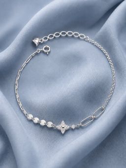 Axora Life - Women 925 Sterling Silver Minimal Star Stone Charm Bracelet