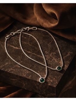 Axora Life - 925 Sterling Silver Anklets with Green Stone Charm