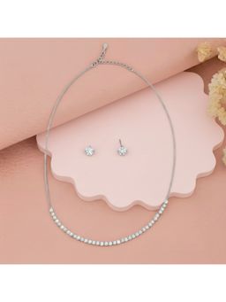 Axora Life - 925 Sterling Silver Elegant Necklace and Stud Earring Set
