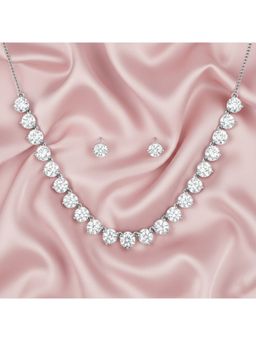 Axora Life - 925 Sterling Silver Necklace and Earring Set with Teardrop Stones