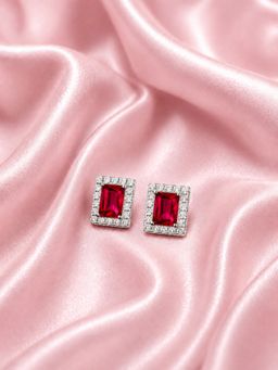 Axora Life - 925 Sterling Silver Ruby Pink Glow Stud Earrings