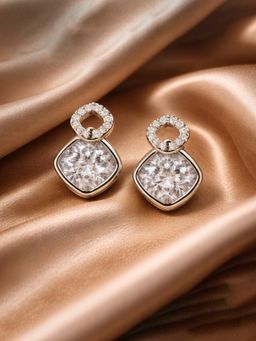 Axora Life - 925 Sterling Silver White Emerald Glow Stud Earrings