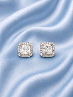 Axora Life - 925 Sterling Silver White Emerald Sparkle Stud Earrings