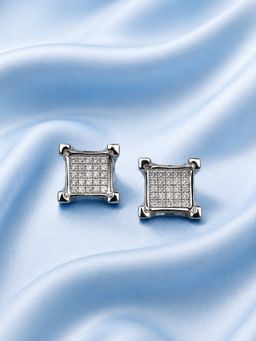 Axora Life - 925 Sterling Silver Zircon Square Elegance Stud Earrings
