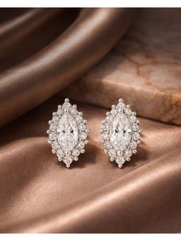 Axora Life - 925 Sterling Silver Like Marquise Halo Cz Stud Earrings