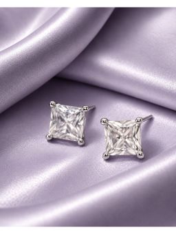 Axora Life - 925 Sterling Silver Princess-Cut Solitaire Stud Earrings