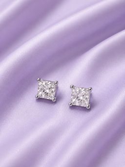 Axora Life - 925 Sterling Silver Princess-Cut Solitaire Stud Earrings