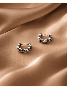 Axora Life - 925 Sterling Silver Oval Pattern Silver Hoop Earrings